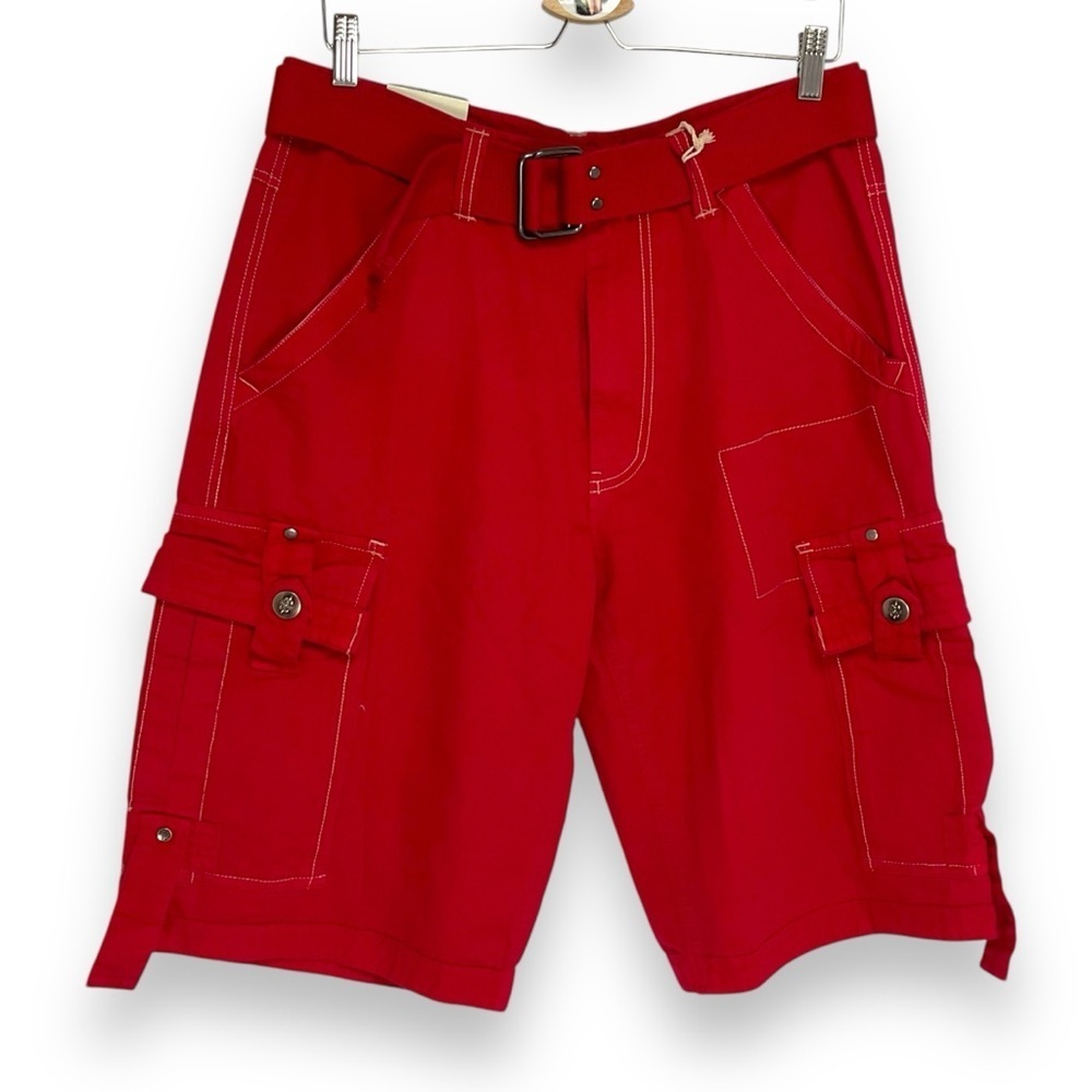 Y2K 96N Shorts Mens Red Cargo Skate Board Baggy Streetwear Dead Stock Sze 33 NWT